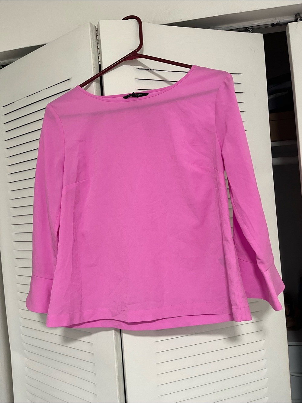 Banana Republic Bright Pink Boatneck Long-Sleeve Top